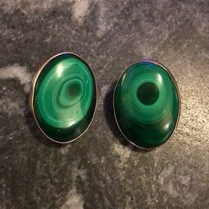 Larger Malachite Sterling earrings